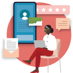Illustration of a person using a laptop