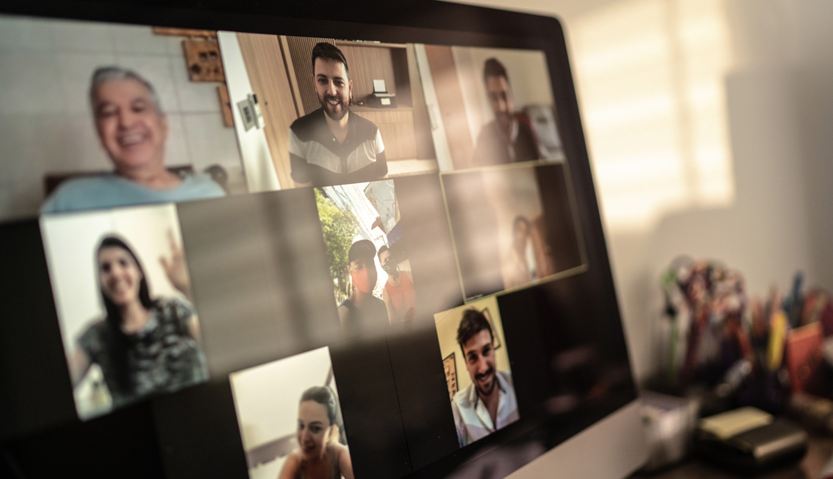 Computer screen showing virtual call with a group of attendees