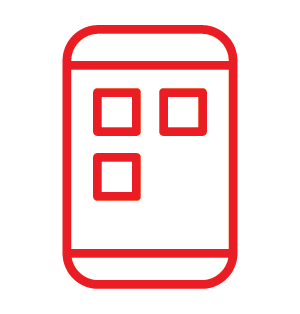 Icon of a red phone with apps on the screen.