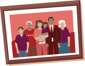 Illustration of a family photo