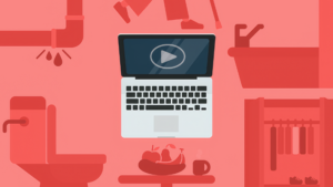 An illustration of a laptop showing training videos.